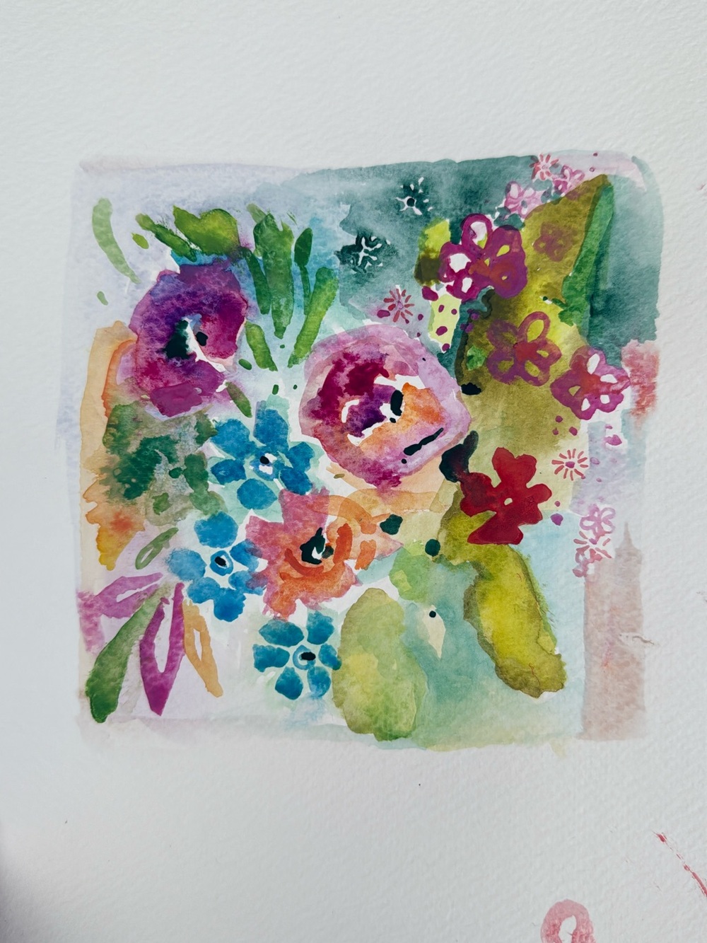 Original - One of a Kind - Vibrant Floral Watercolor Art Piece